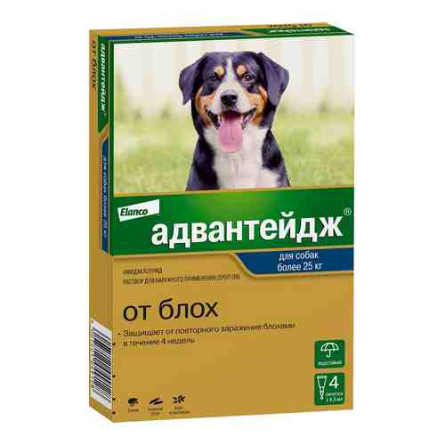 Капли для собак Bayer Адвантейдж более 25кг от блох 4 пипетки*4мл арт. 1206729