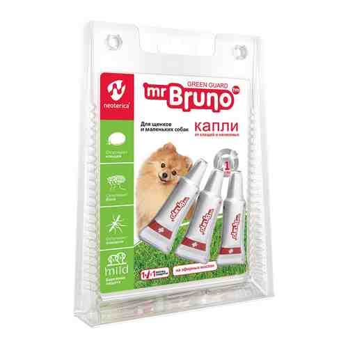 Капли репеллентные Mr. Bruno Green Guard для щенков и маленьких собак менее 10кг 1мл арт. 1068709