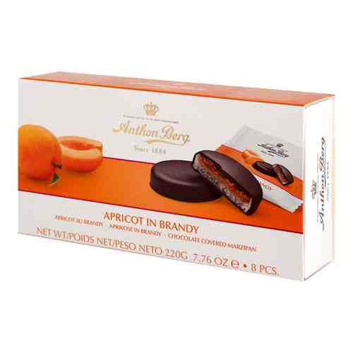 Конфеты Anton Berg Шоколадные с марципаном Абрикос в бренди 220г арт. 1000647