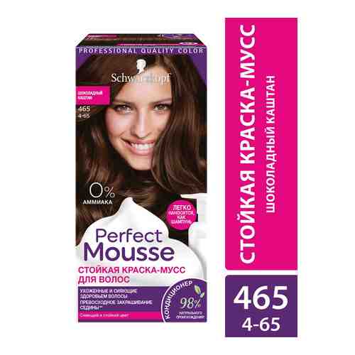 Краска-мусс для волос Perfect Mousse сияющий и стойкий цвет 465 Шоколадный каштан 92.5мл арт. 305418