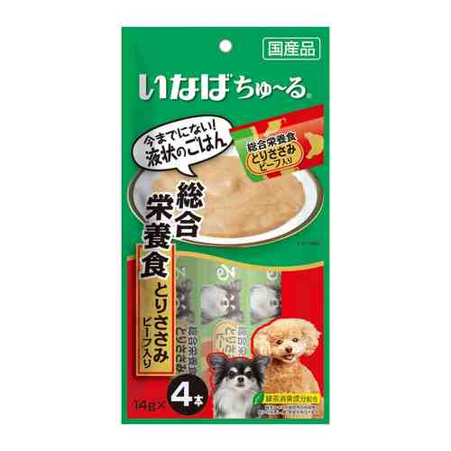 Лакомство для собак Inaba Churu Пюре для повышения аппетита Куриное филе с говядиной 14г*4шт арт. 1187745