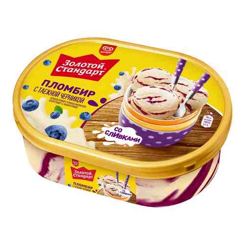 Мороженое Золотой Стандарт Пломбир с черникой 475г арт. 546876