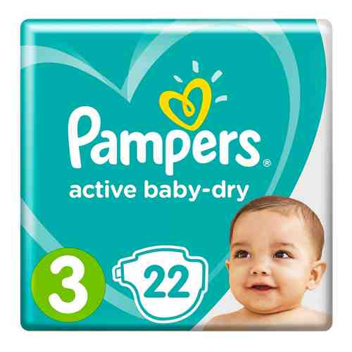 Подгузники Pampers Active Baby-Dry 6–10кг Размер 3 22шт арт. 350303