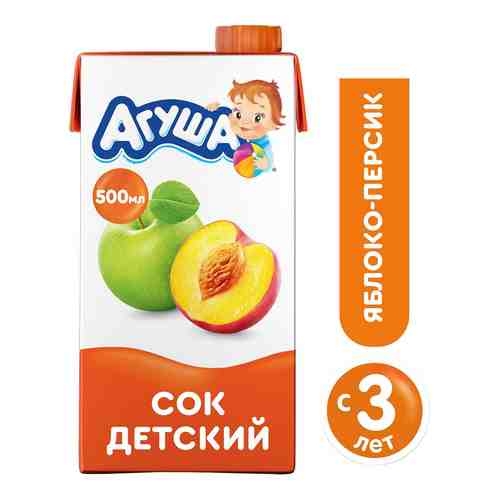 Сок Агуша Яблоко-персик с мякотью 500мл арт. 307014