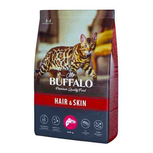 Сухой корм для кошек Mr.Buffalo Adult Hair&Skin с лососем 400г арт. 1204941