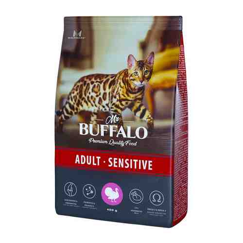 Сухой корм для кошек Mr.Buffalo Adult Sensitive с индейкой 400г арт. 1204938