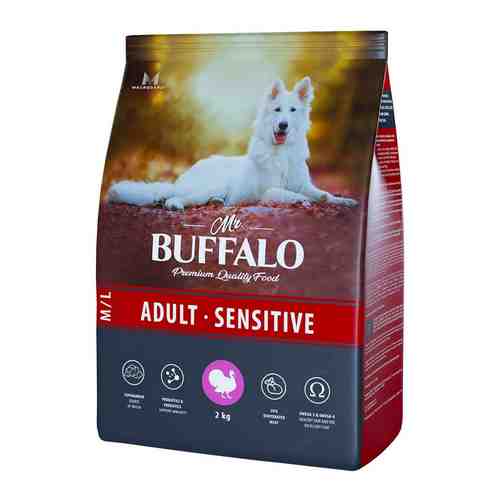 Сухой корм для собак Mr.Buffalo Adult M/L Sensitive с индейкой 2кг арт. 1204964