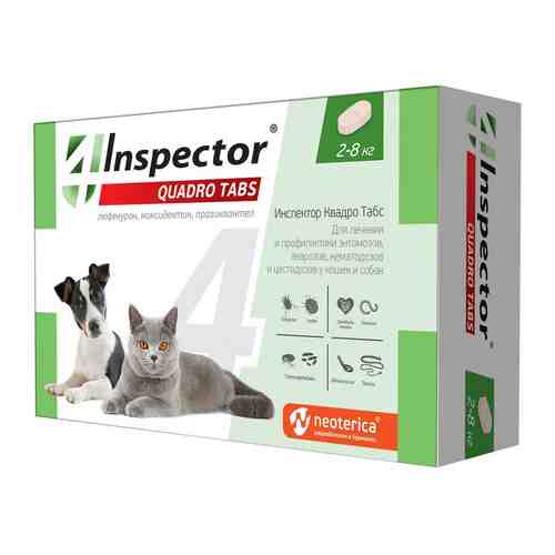 Таблетки Neoterica Inspector Quadro для кошек и собак 2-8кг арт. 1198658