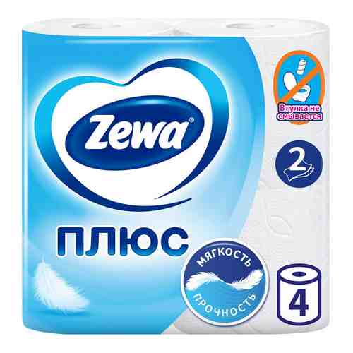 Туалетная бумага Zewa Плюс Белая 4 рулона 2 слоя арт. 307432