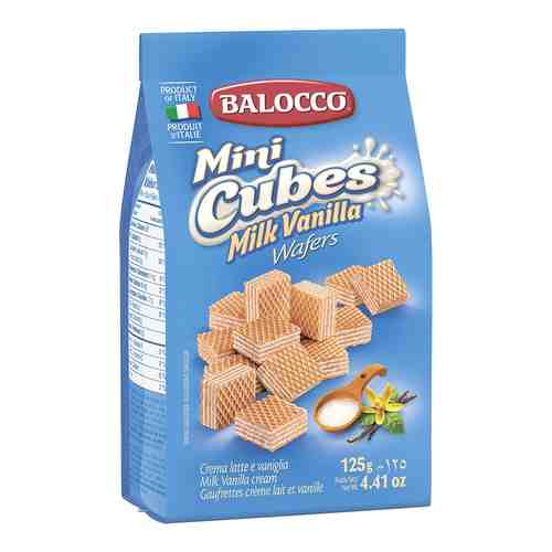 Вафли Balocco Mini Cubes Молоко и Ваниль 125г арт. 961322