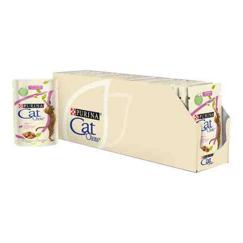 Влажный корм для кошек Cat Chow с ягненком и зеленой фасолью в желе 85г (упаковка 24 шт.) арт. 694421pack