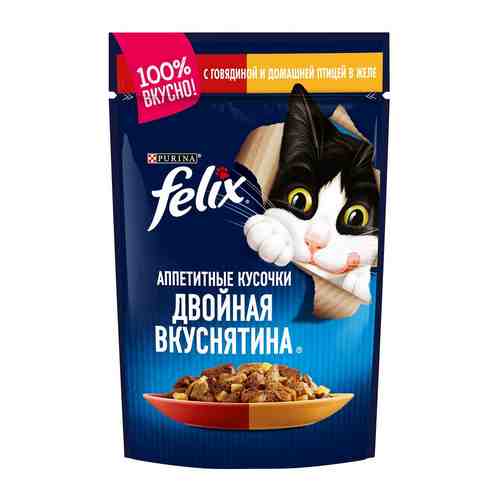 Влажный корм для кошек Felix с говядиной и домашней птицей 85г арт. 311955