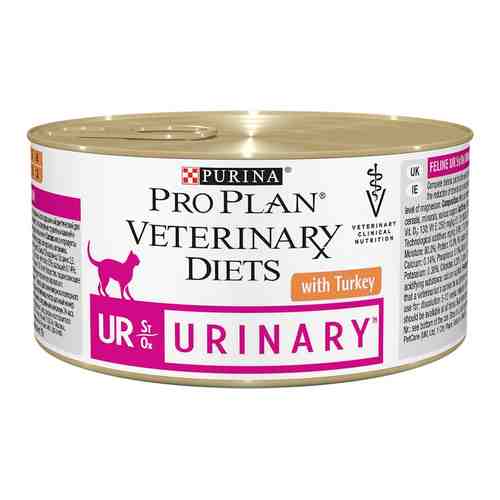 Влажный корм для кошек Pro Plan Veterinary Diets UR Urinary для лечения МКБ с индейкой 195г арт. 877577