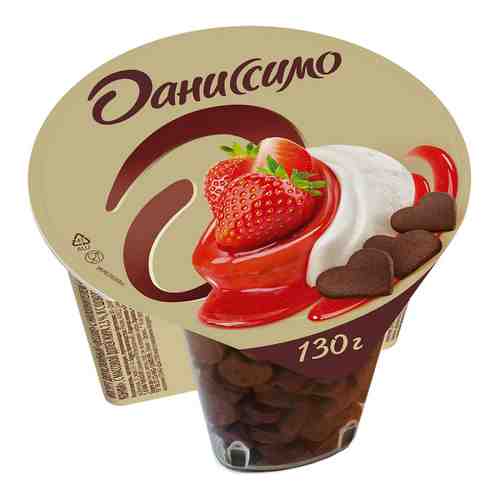 Йогурт Даниссимо Deluxe Клубничный конфи с шоколадным печеньем 2.3% 130г арт. 1196988