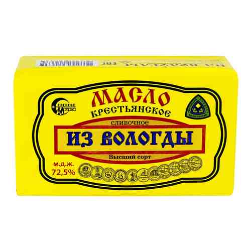 Масло сливочное Крестьянское из Вологды 72.5% 180г арт. 306230
