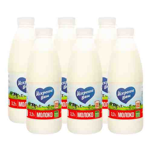Молоко Искренне Ваш пастеризованное 3.2% 930г (упаковка 6 шт.) арт. 435160pack