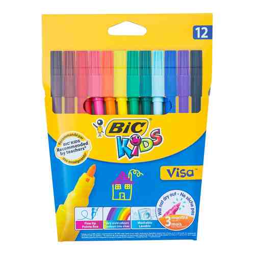 Набор фломастеров Bic Kids Visa 880 12 цветов арт. 382491