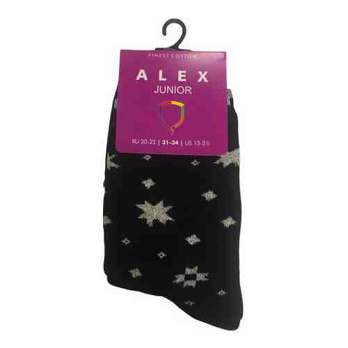 Носки подростковые Junior socks Alex Textile Звездочки бесшовные черные р35-38 арт. 1129044