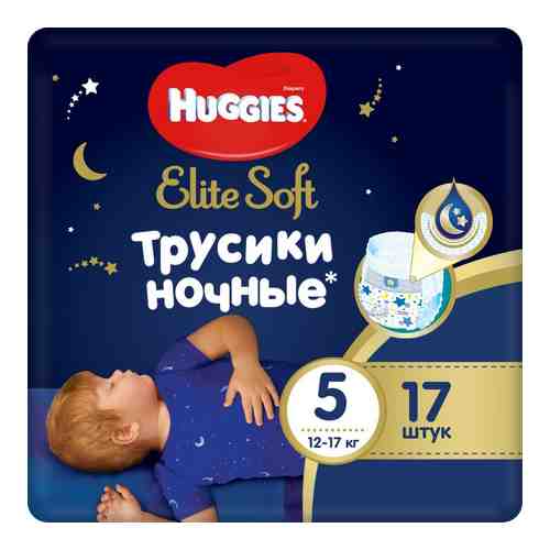 Подгузники-трусики Huggies Elite Soft №5 ночные 12-17кг 17шт арт. 872756