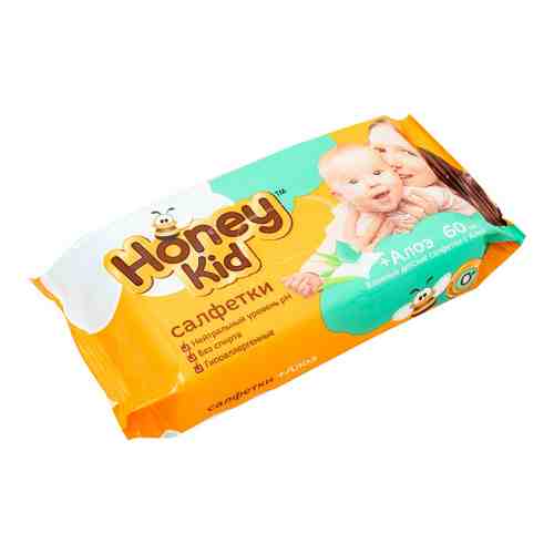 Салфетки влажные Honey Kid детские с алоэ 60шт арт. 308490