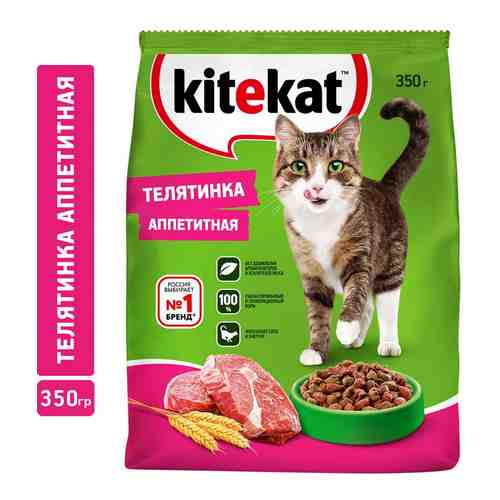 Сухой корм для кошек Kitekat Телятинка аппетитная 350г арт. 308959