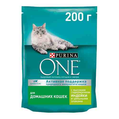 Сухой корм для кошек Purina ONE с индейкой и цельными злаками 200г арт. 307663