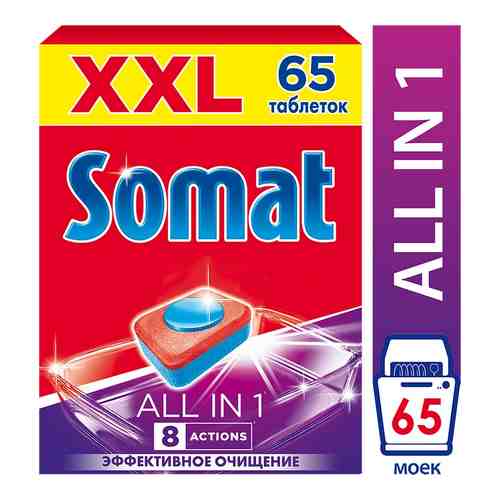 Таблетки для посудомоечных машин Somat All-in-1 65шт арт. 522137