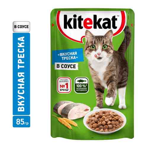 Влажный корм для кошек Kitekat с сочными кусочками рыбы в соусе 85г арт. 312973