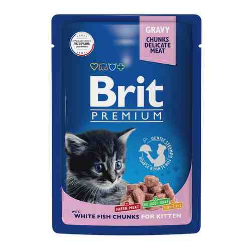 Влажный корм для котят Brit Premium с белой рыбой в соусе 85г арт. 1178393