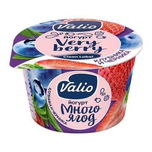 Йогурт Valio с черникой и клубникой 2.6% 180г арт. 307843