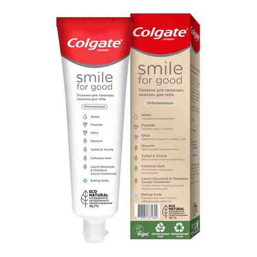Зубная паста Colgate Smile For Good Отбеливающая в перерабатываемой упаковке 75мл арт. 988870