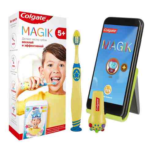 Зубная щетка Colgate Magik детская 5+ супермягкая с приложением для чистки зубов арт. 988872