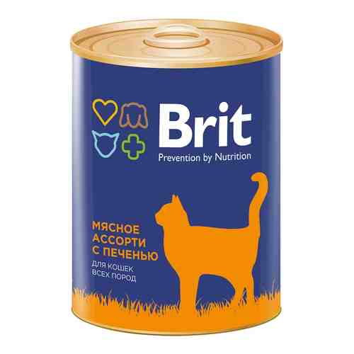 Влажный корм для кошек Brit Мясное ассорти с печенью 340г арт. 948072
